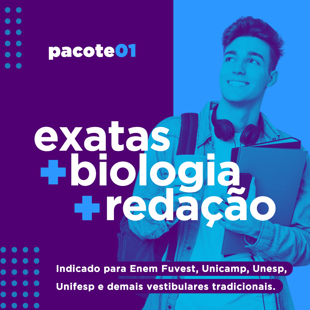 Pacote 1 (Matemática, Física, Química, Biologia e Redação)
